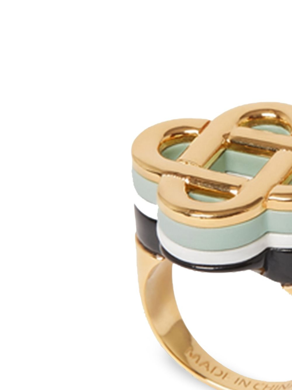 enamel-detailed logo ring - 2