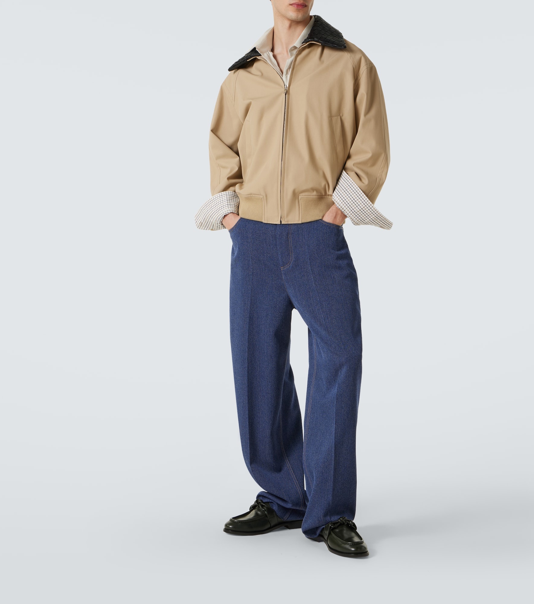 Bottega Veneta Wool Cotton Wide Leg Trousers | REVERSIBLE