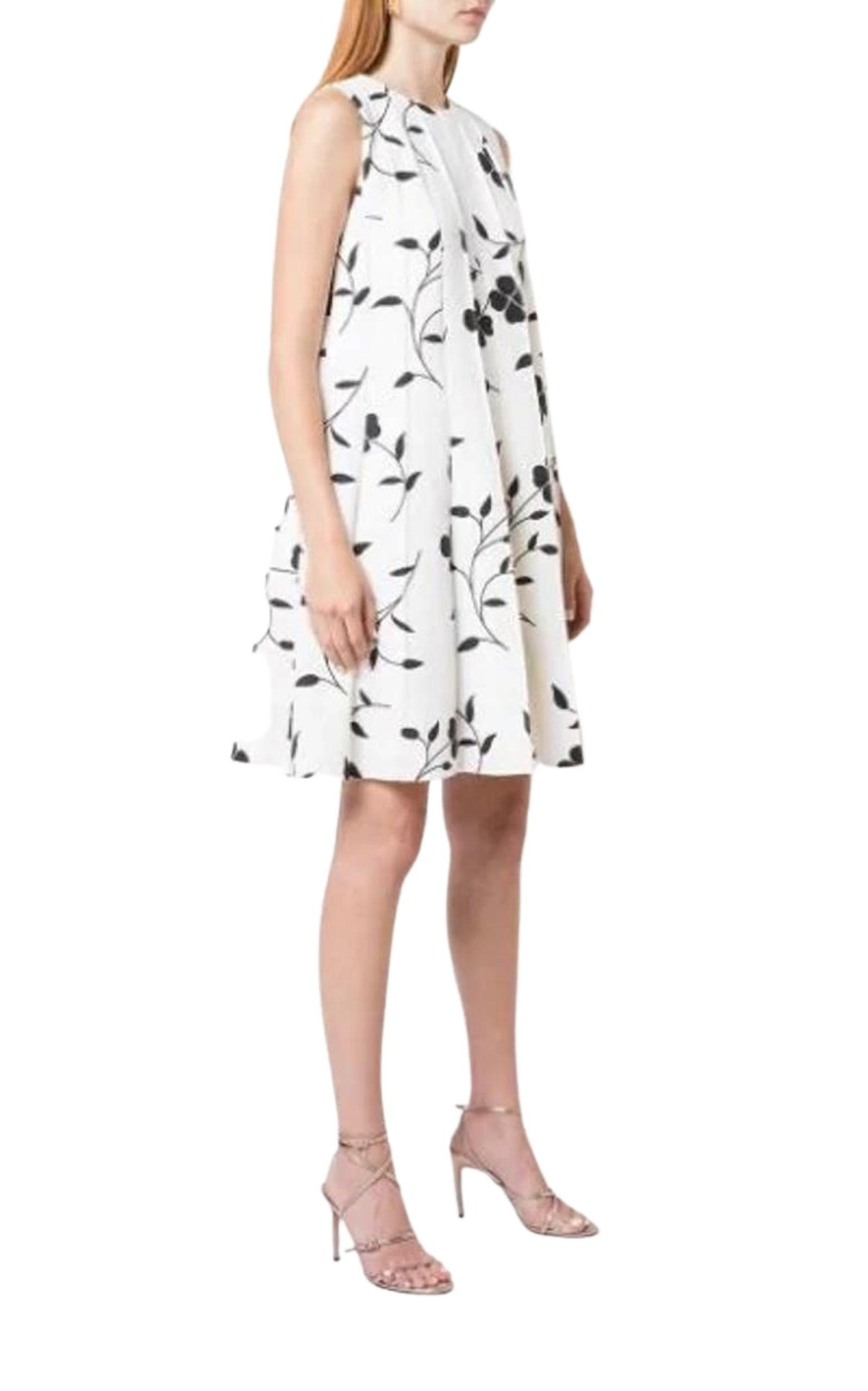 Pleated Floral-print Grain De Poudre Dress - 4