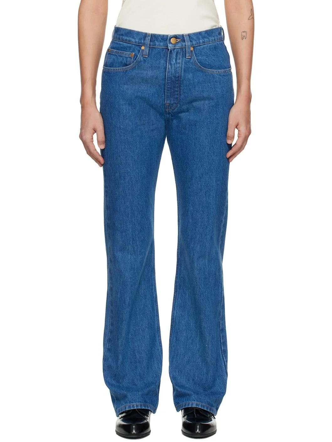 Blue Flared Denim Jeans - 1