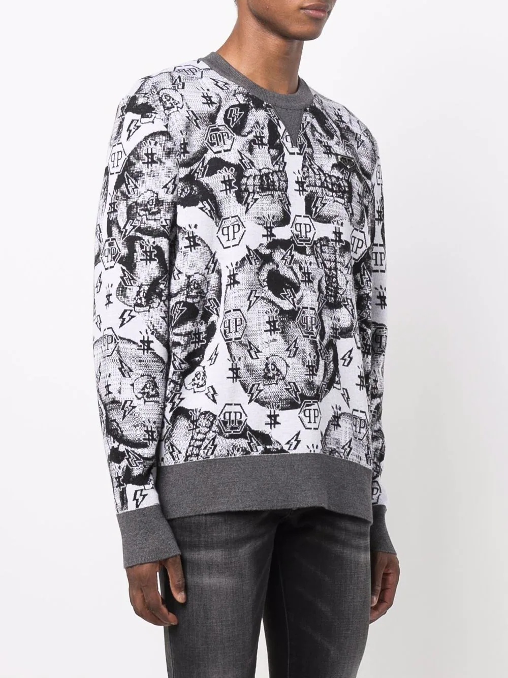 skull print sweatshirt - 3