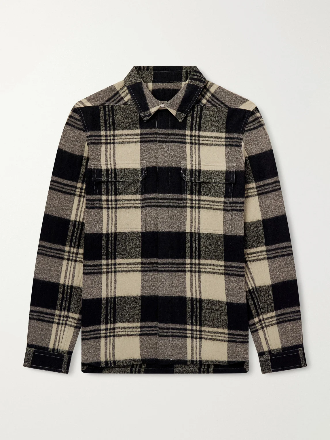 Checked Cotton and Wool-Blend Flannel Overshirt - 1