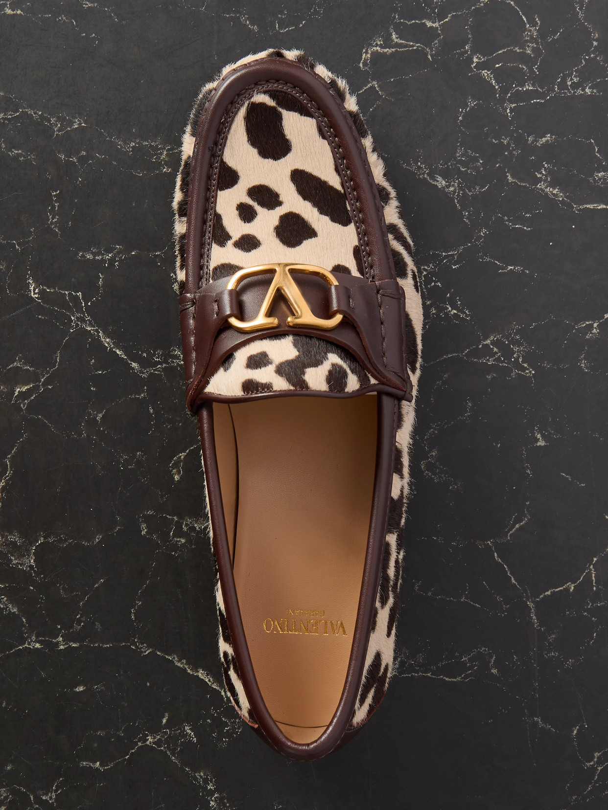 Vlogo Signature 20 Leather-trimmed Leopard-print Calf Hair Loafers - 5
