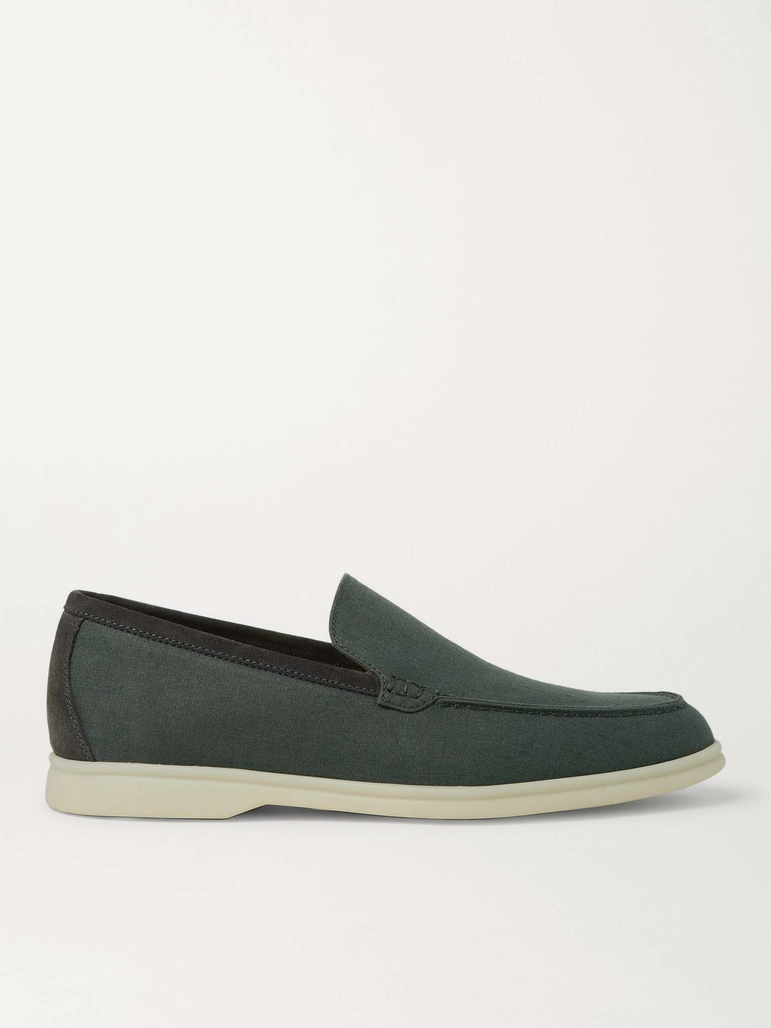 Summer Walk Suede-Trimmed Linen Loafers - 1