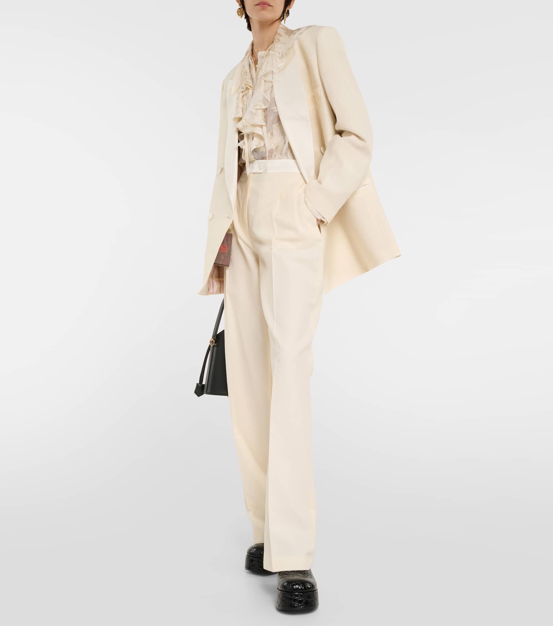 Cotton and wool straight pants - 2