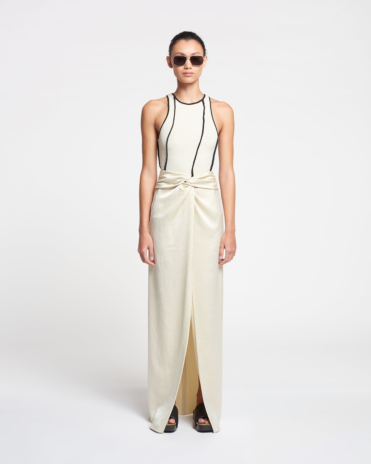 Draped Crisp-Satin Maxi Skirt - 1