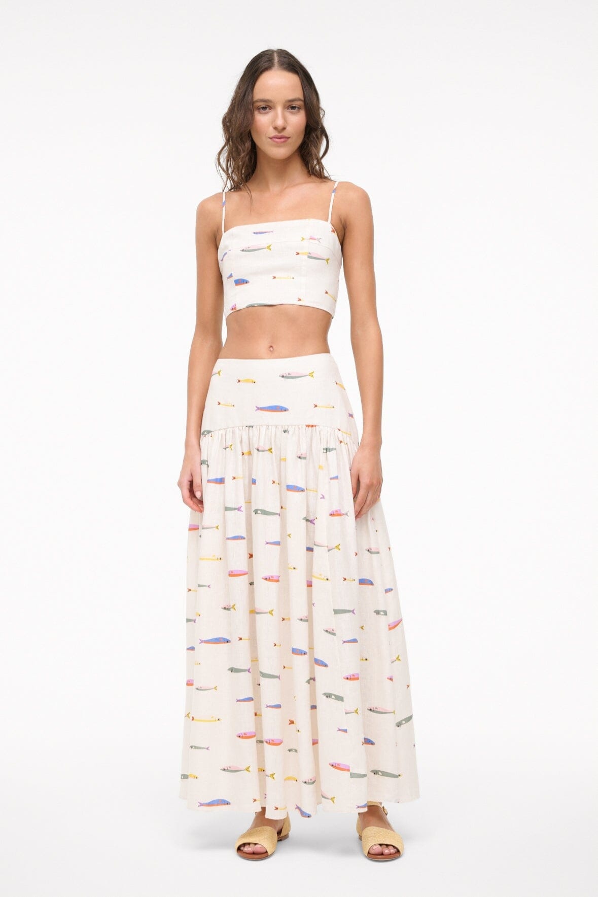 STAUD PROCIDA LINEN SKIRT POP SARDINES IVORY - 2