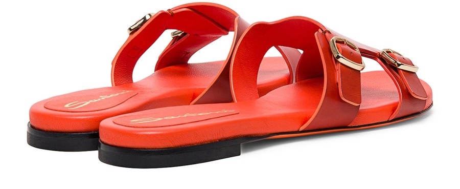 Leather double-buckle sandals - 3