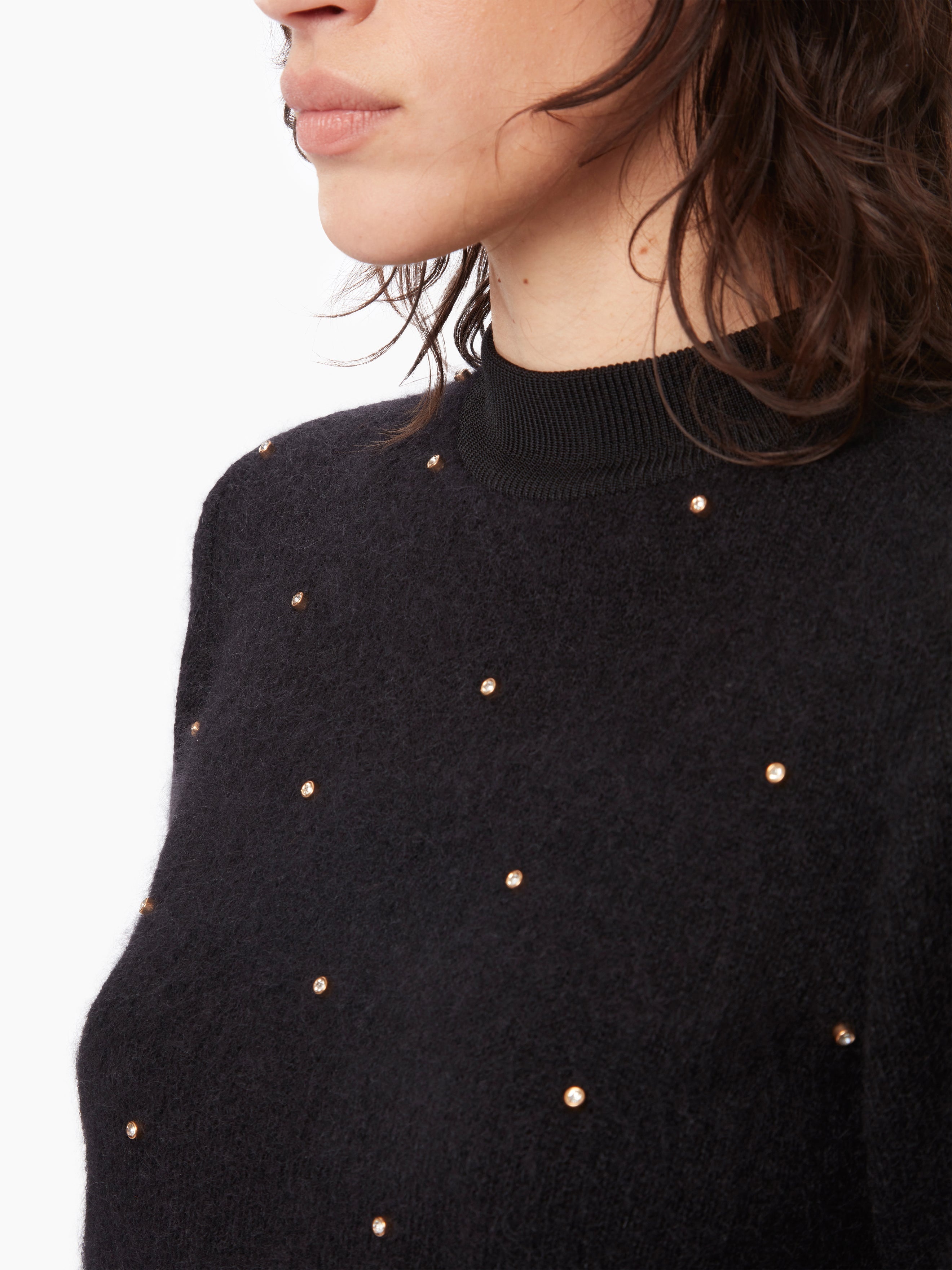 MOHAIR SWEATER WITH GOLD STUDS - 2