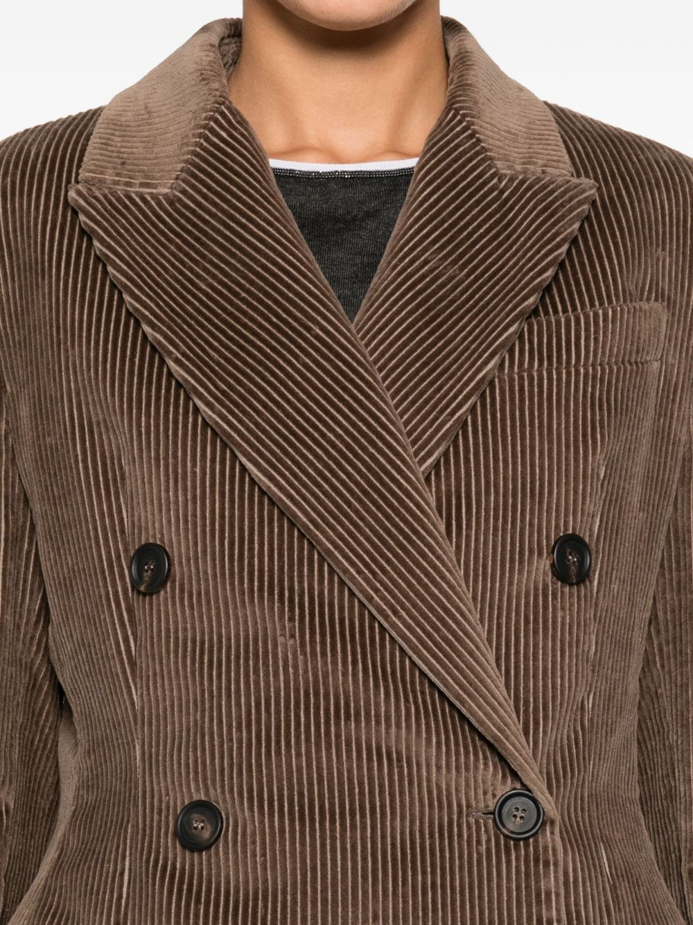 corduroy double-breasted jacket - 5