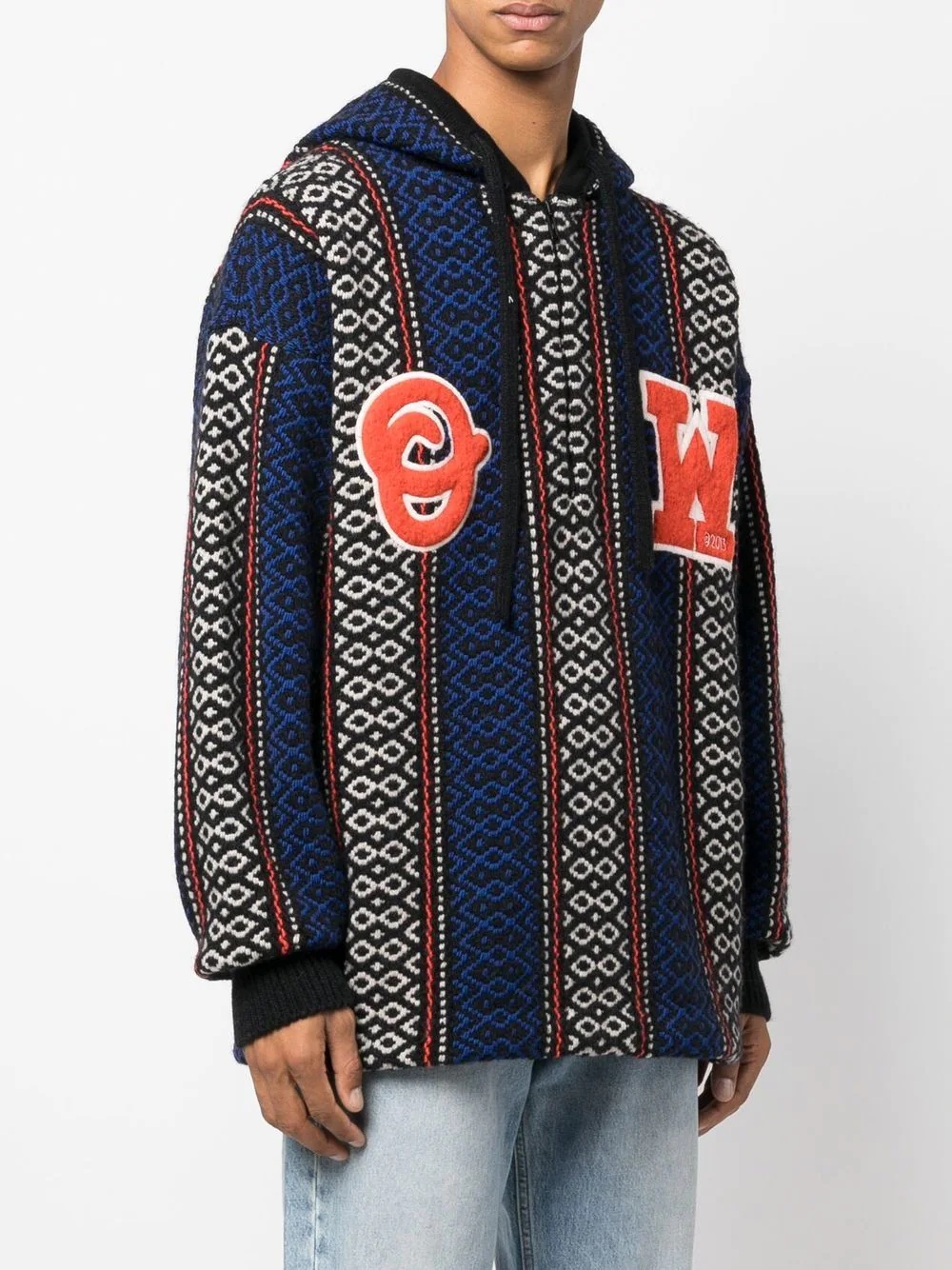 geometric-patterned alpaca-blend hoodie - 3