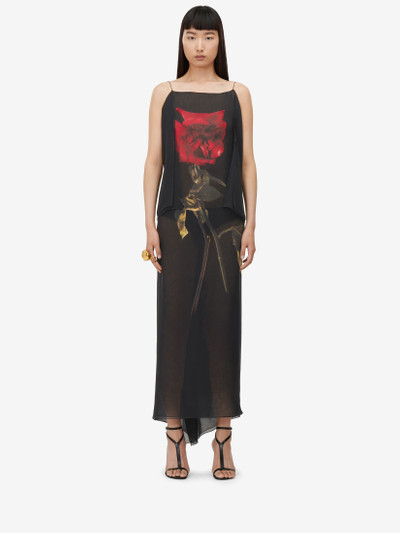 Alexander McQueen Women's Chiffon Shadow Rose Slip Dress in Black outlook