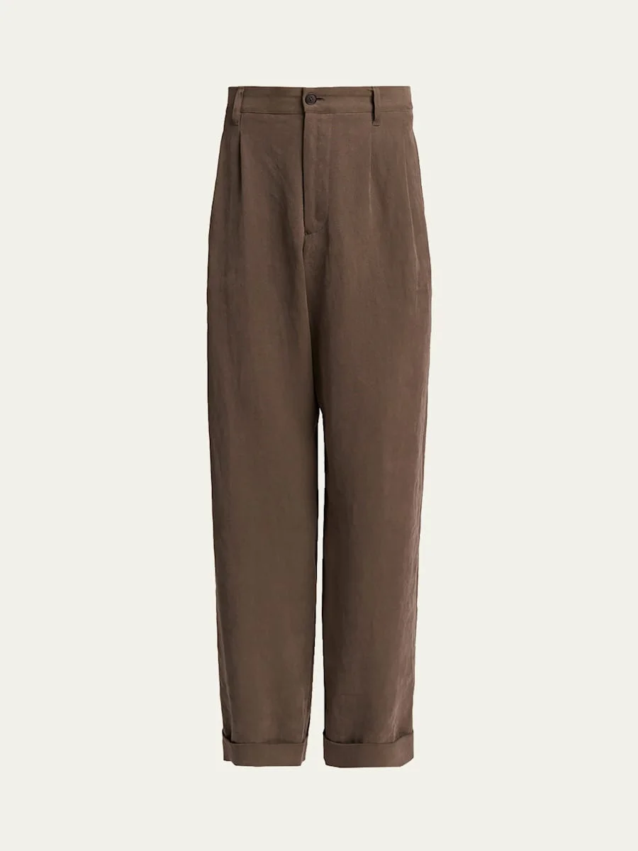 Men's Hemp Pleated Wide-Leg Pants - 1