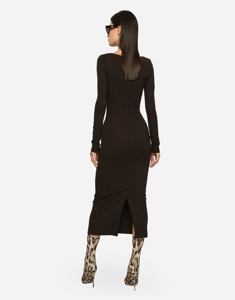 Technical jersey calf-length dress 3
