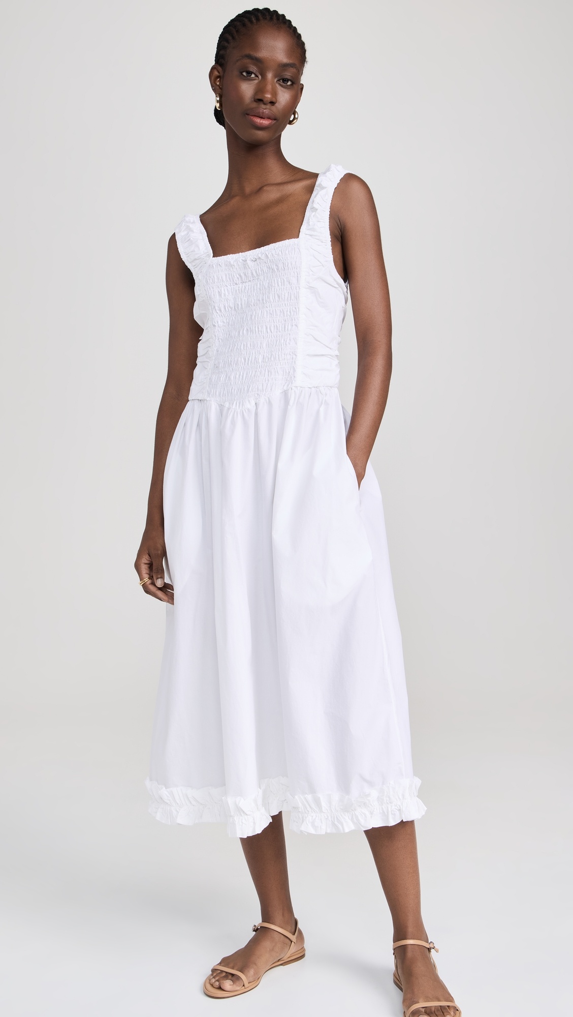 Ganni ■[EXCLUSIVE] Cotton Poplin Strap Dress - Heather Ganni Cotton Poplin Strap Dress | italist