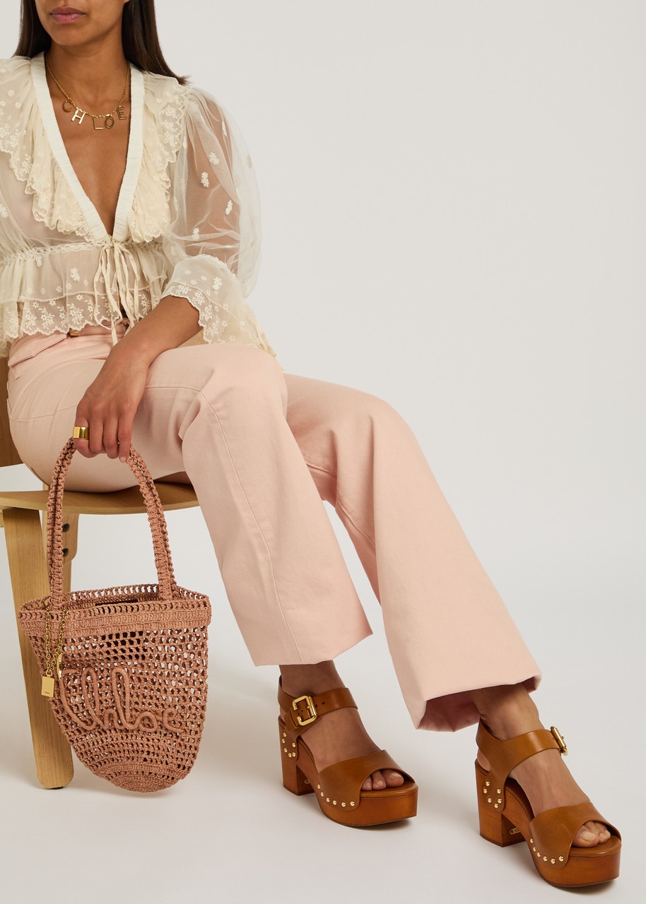 Chloe Jeannette Leather Platform Sandals - 5
