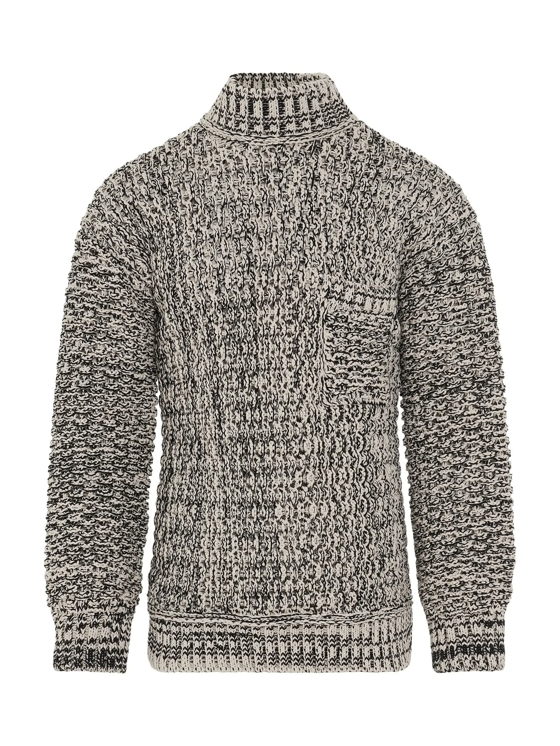Jacquard Crewneck Knit in Black - 1