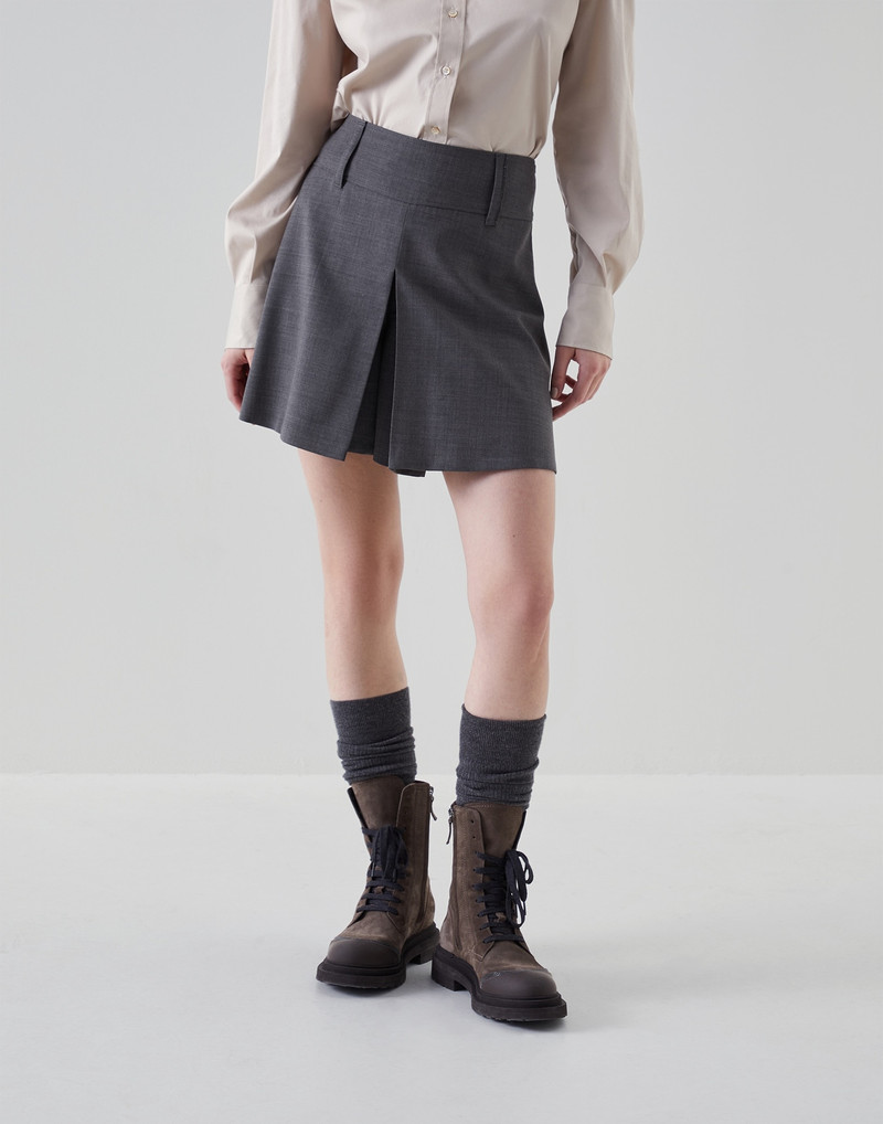 Tropical luxury wool mini skirt-pants with monili 1