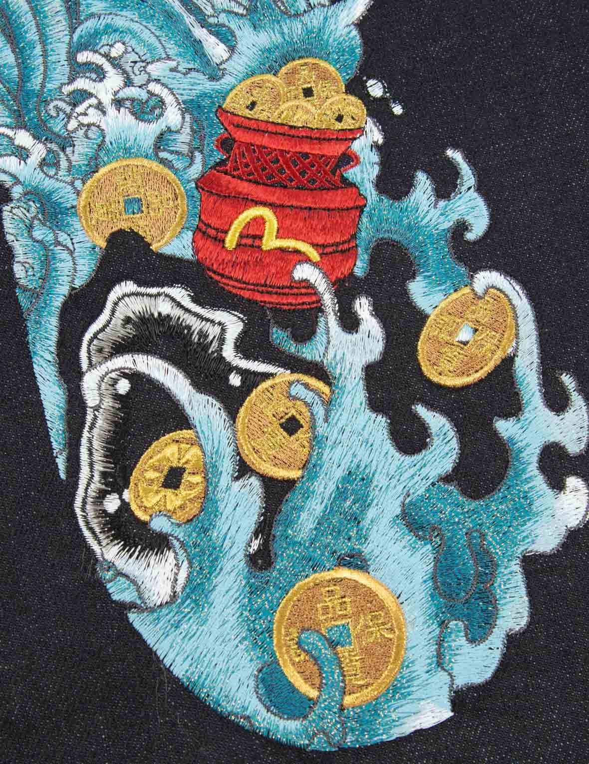 “THE GOD OF FORTUNE RIDING WAVES” DAICOCK EMBROIDERY CARROT-FIT JEANS #2017 - 10