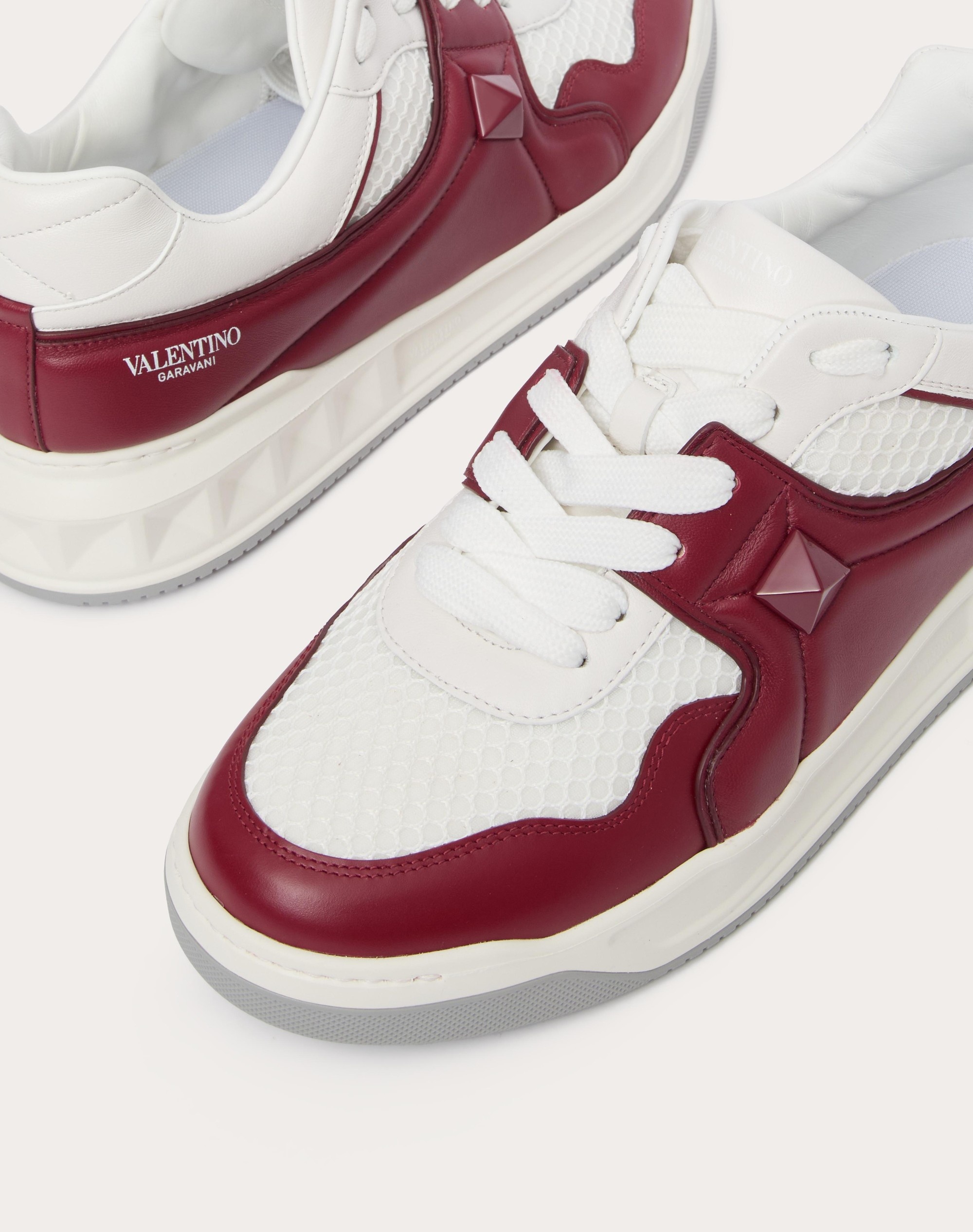ONE STUD LOW-TOP MESH AND NAPPA LEATHER SNEAKER - 4