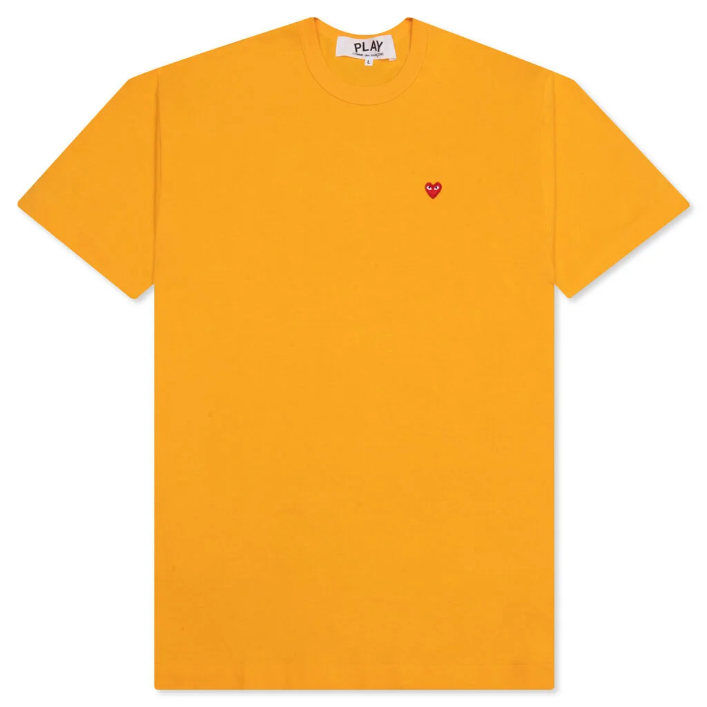COMME DES GARCONS PLAY SMALL RED HEART T-SHIRT - YELLOW - 1