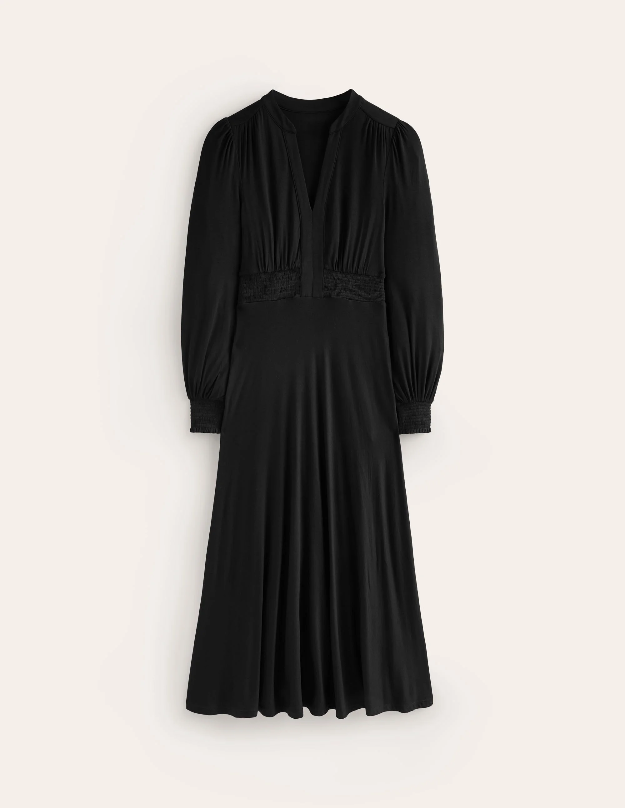 Ivy Smocked Midi Dress-Black - 1