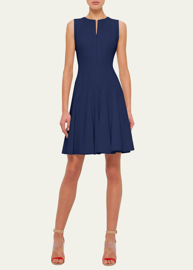 AKRIS Sleeveless Zip-Front Seamed A-Line Dress outlook