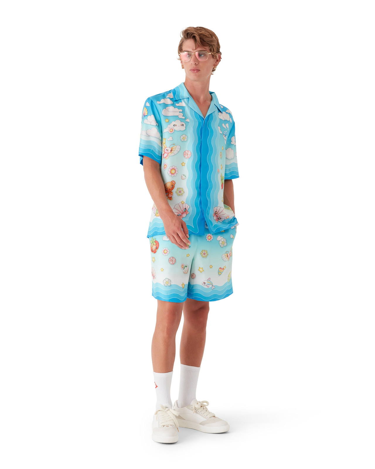 Kawaii Motif Silk Twill Shorts | Casablanca Paris - 2