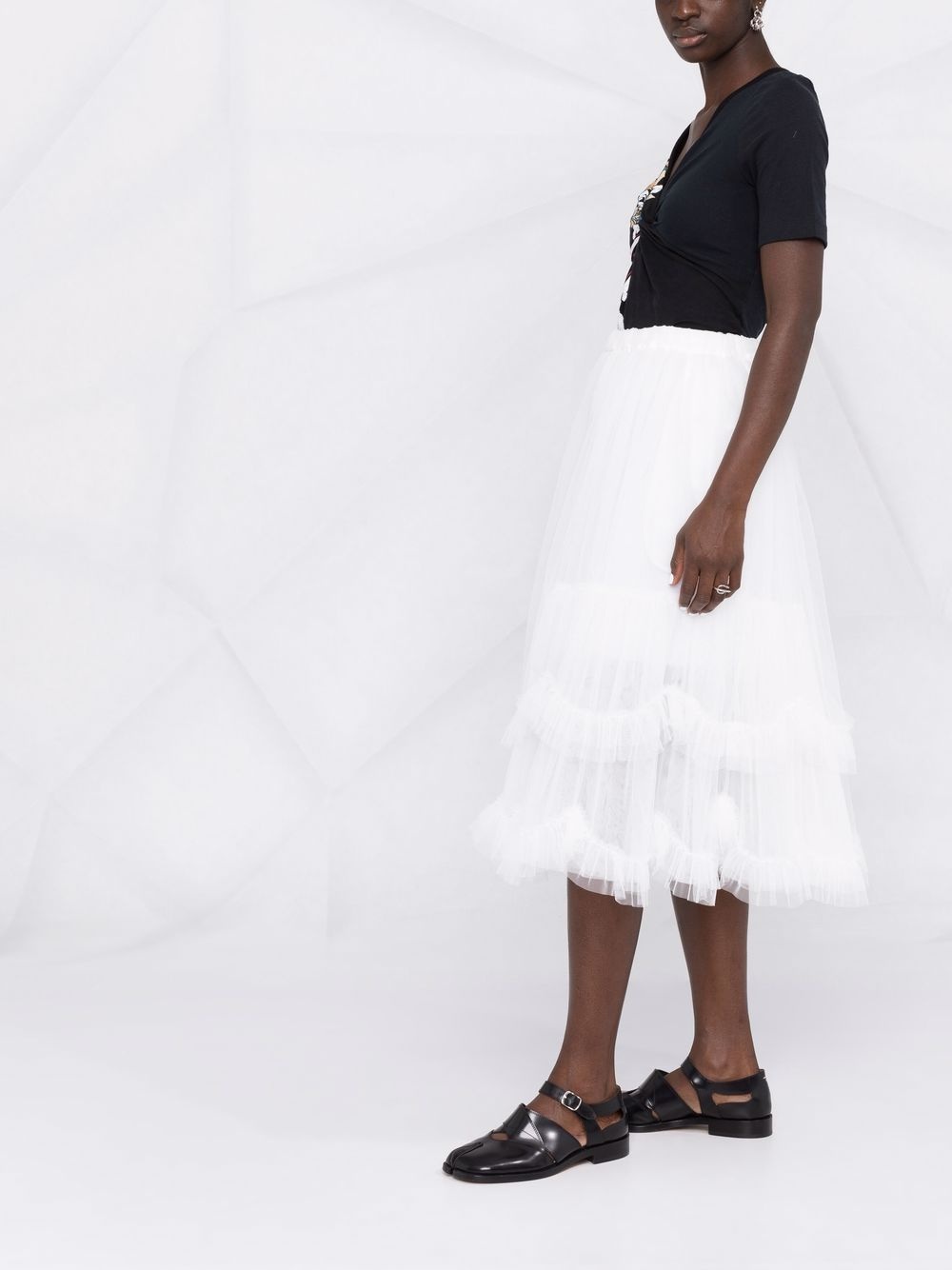 ruffle-detail tulle skirt - 4