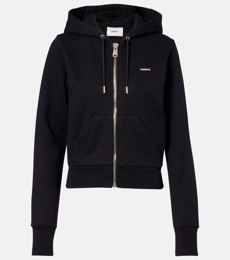 Cotton-blend jersey zip-up hoodie 1