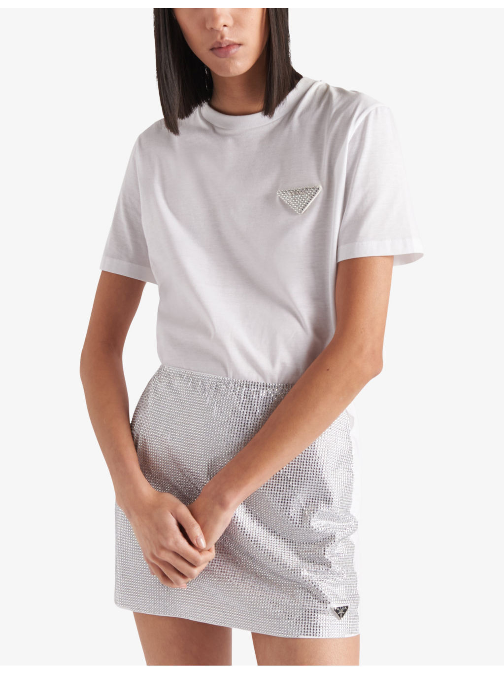 Logo-plaque crystal-embellished cotton T-shirt - 3