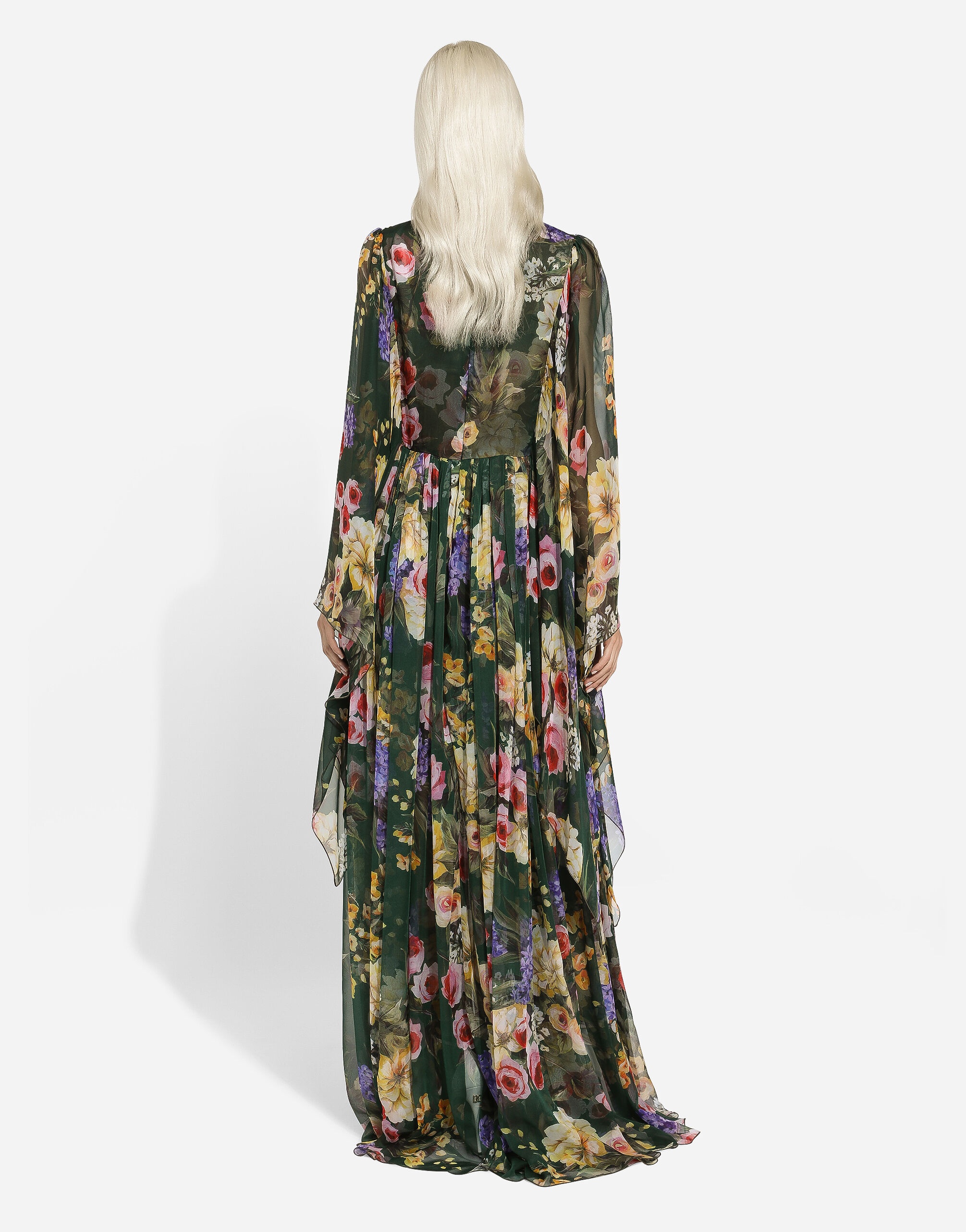 Long garden-print chiffon dress - 3