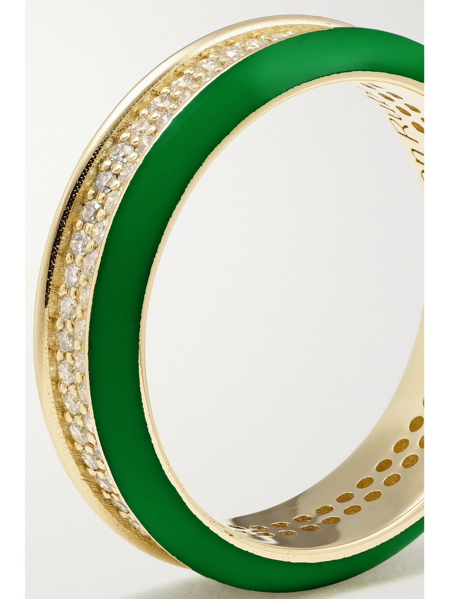 14-karat gold, enamel and diamond ring Green - 4