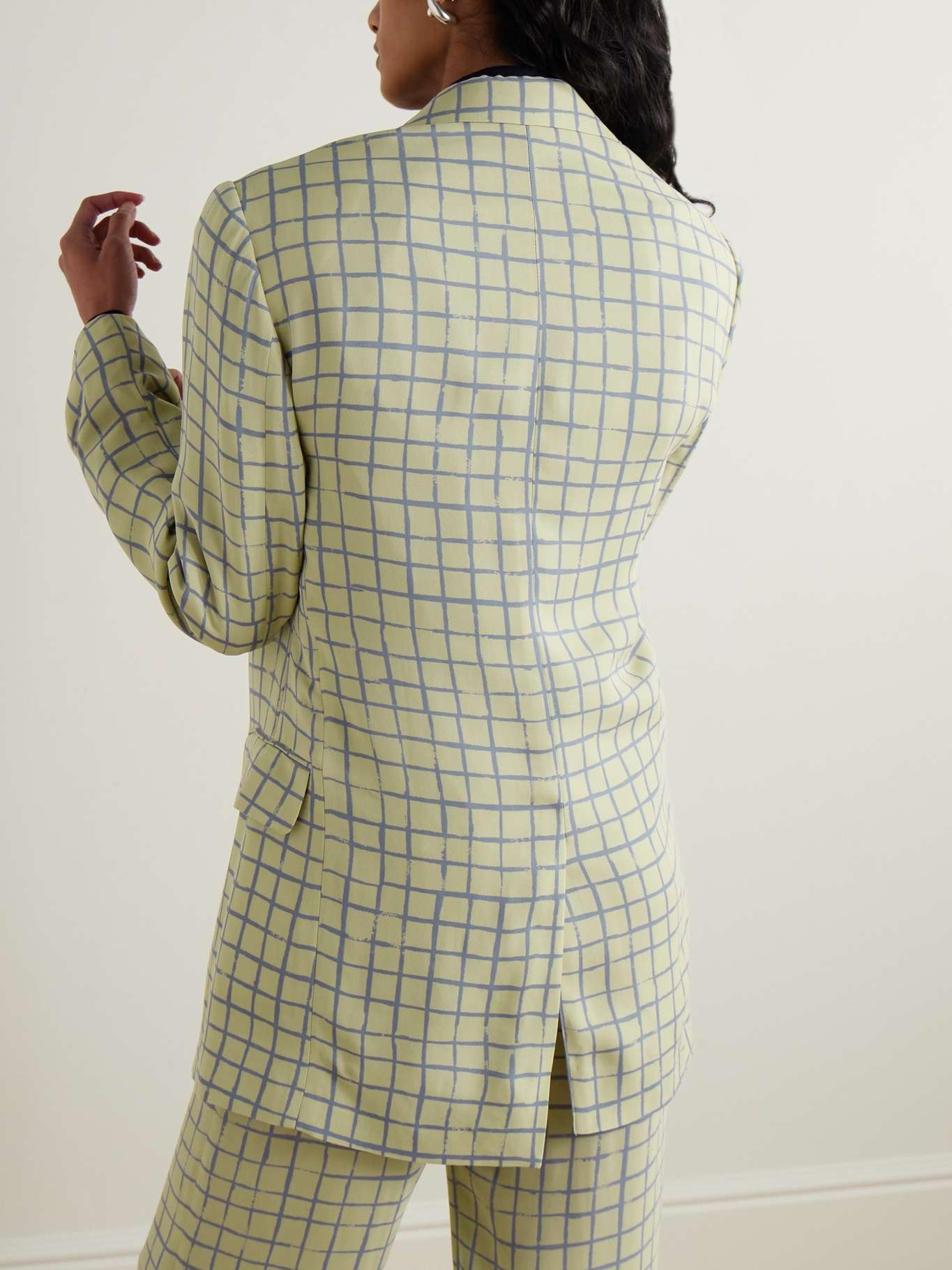 Checked crepe blazer - 4