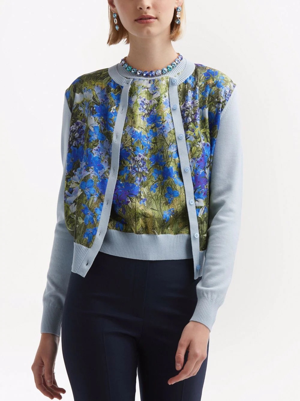 watercolour-print cardigan - 3