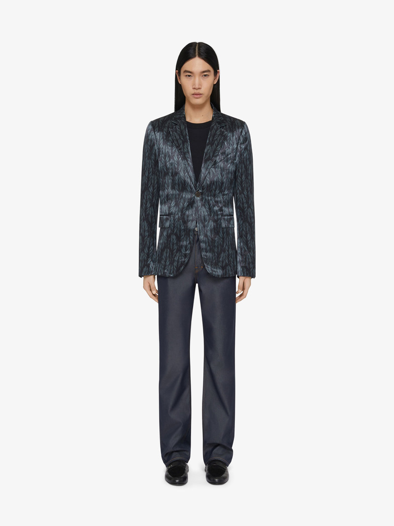 Givenchy SLIM FIT JACKET IN SATIN WITH FEATHERS PRINT outlook