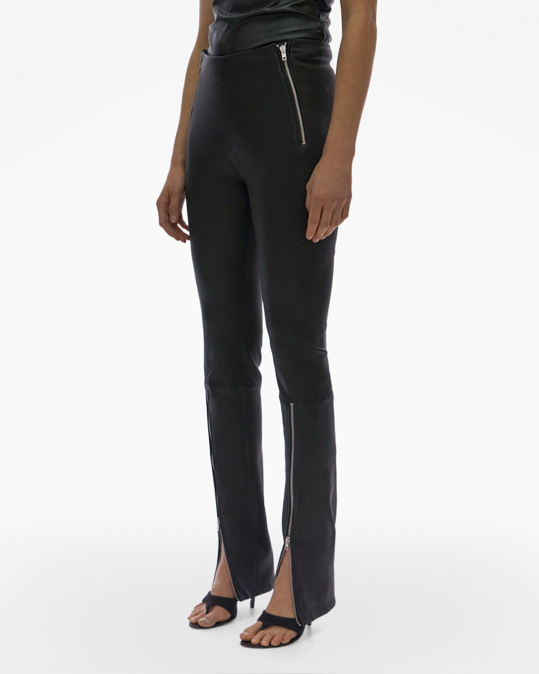 LEATHER ZIP SKINNY PANT - 5