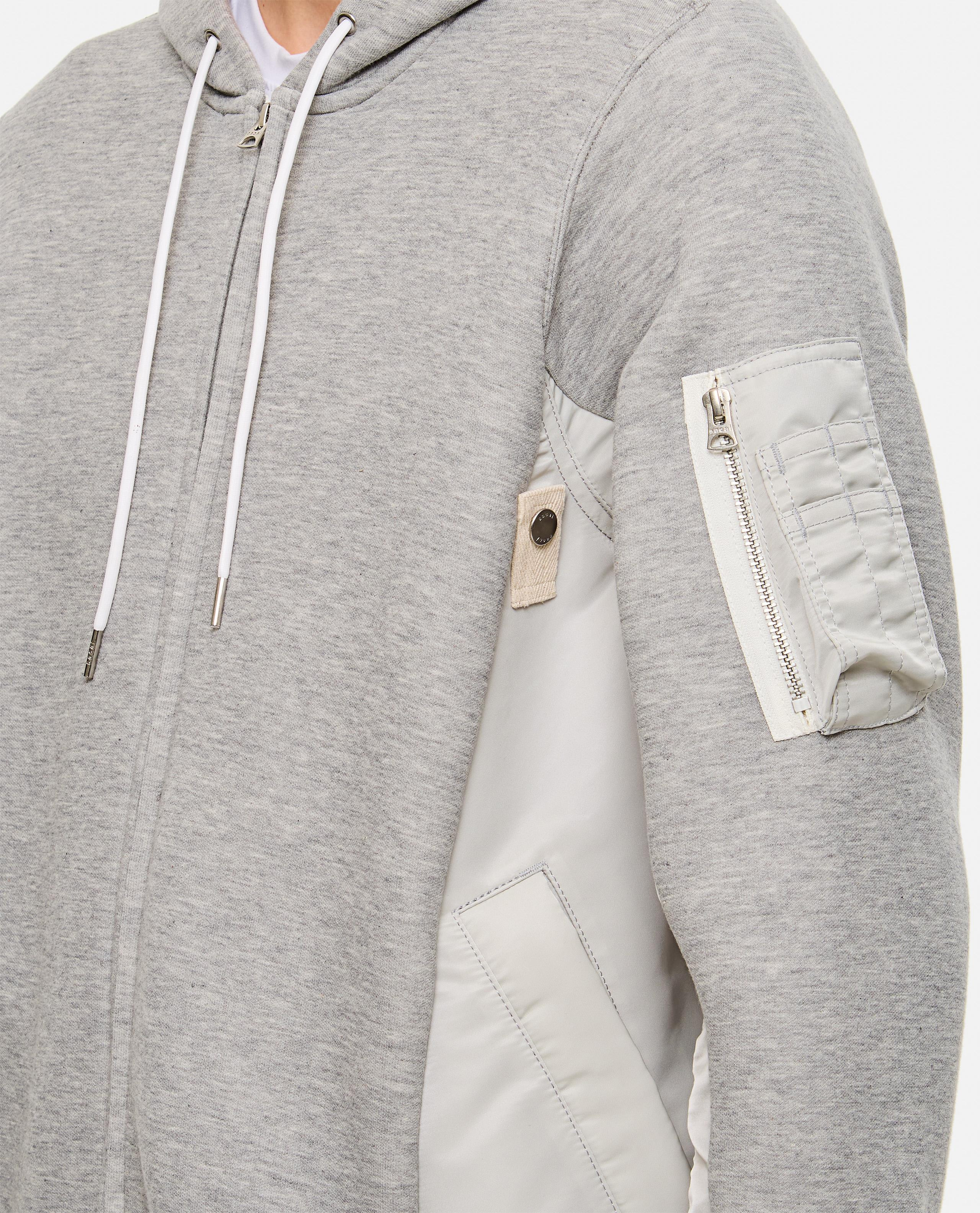 SWEATSHIRT WITH NYLON TWILL HOODIE - 4
