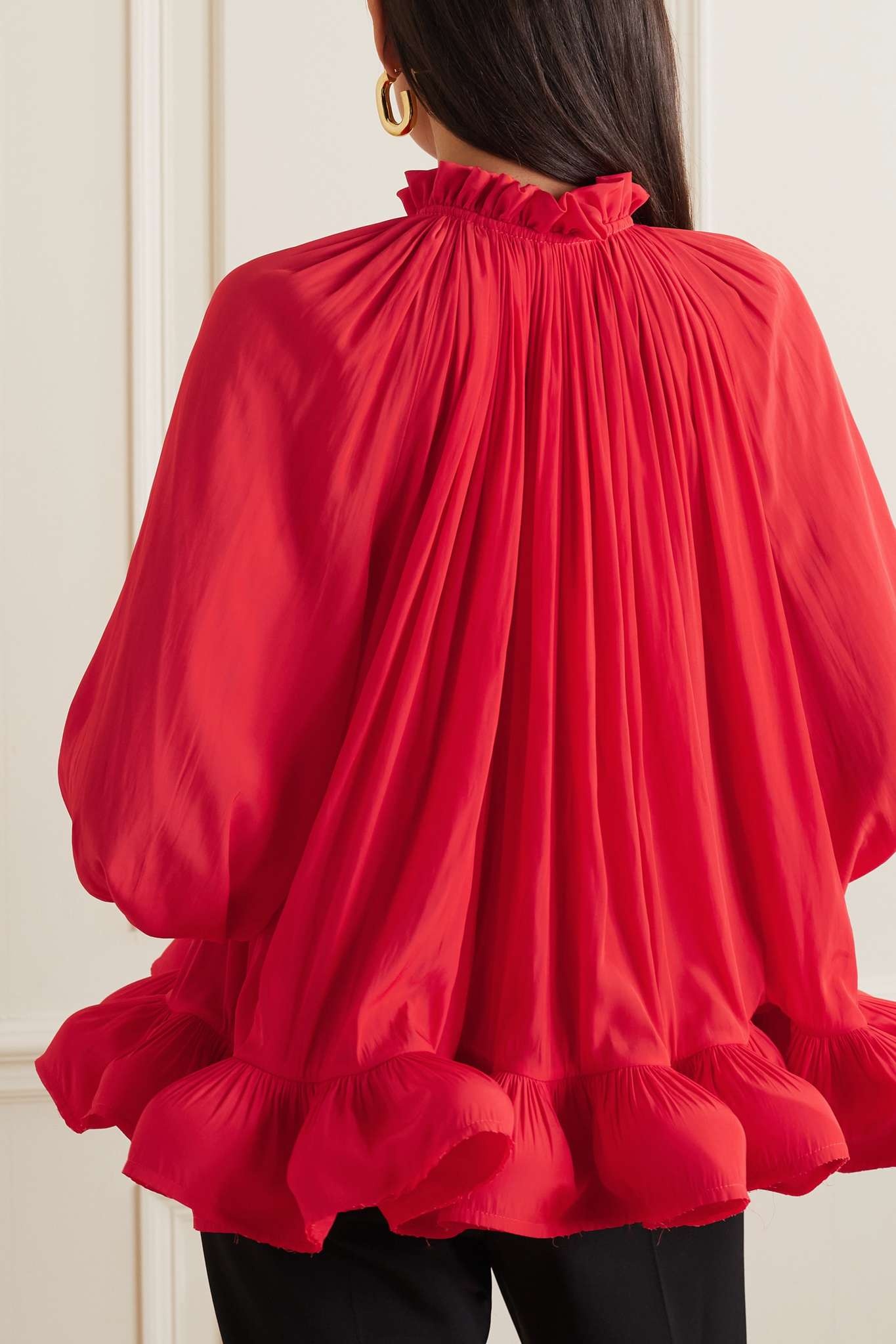 Ruffled gathered recycled-voile blouse - 3