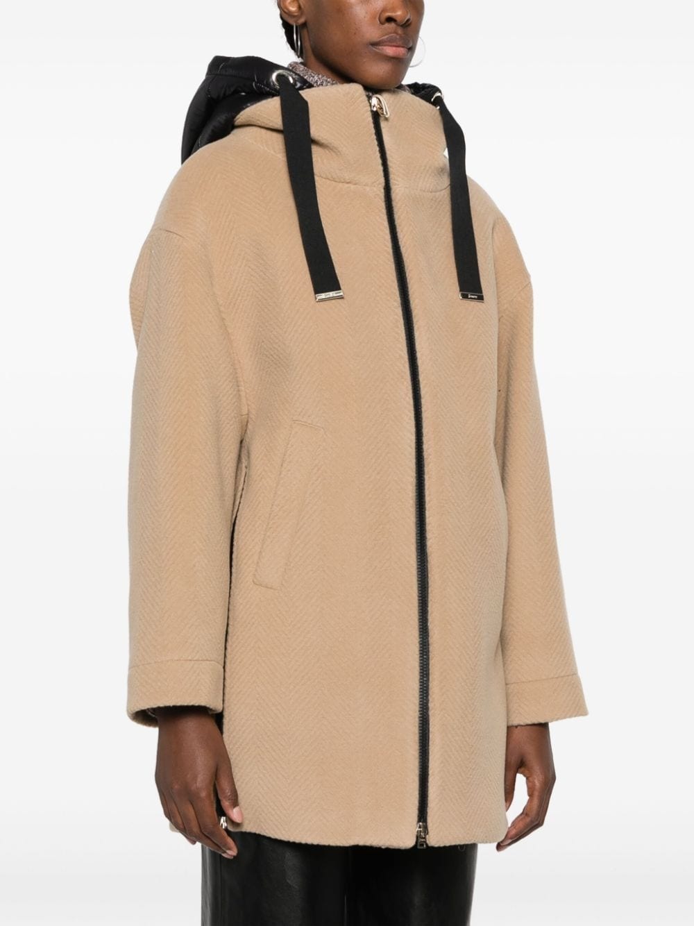 zip-up hooded coat - 3
