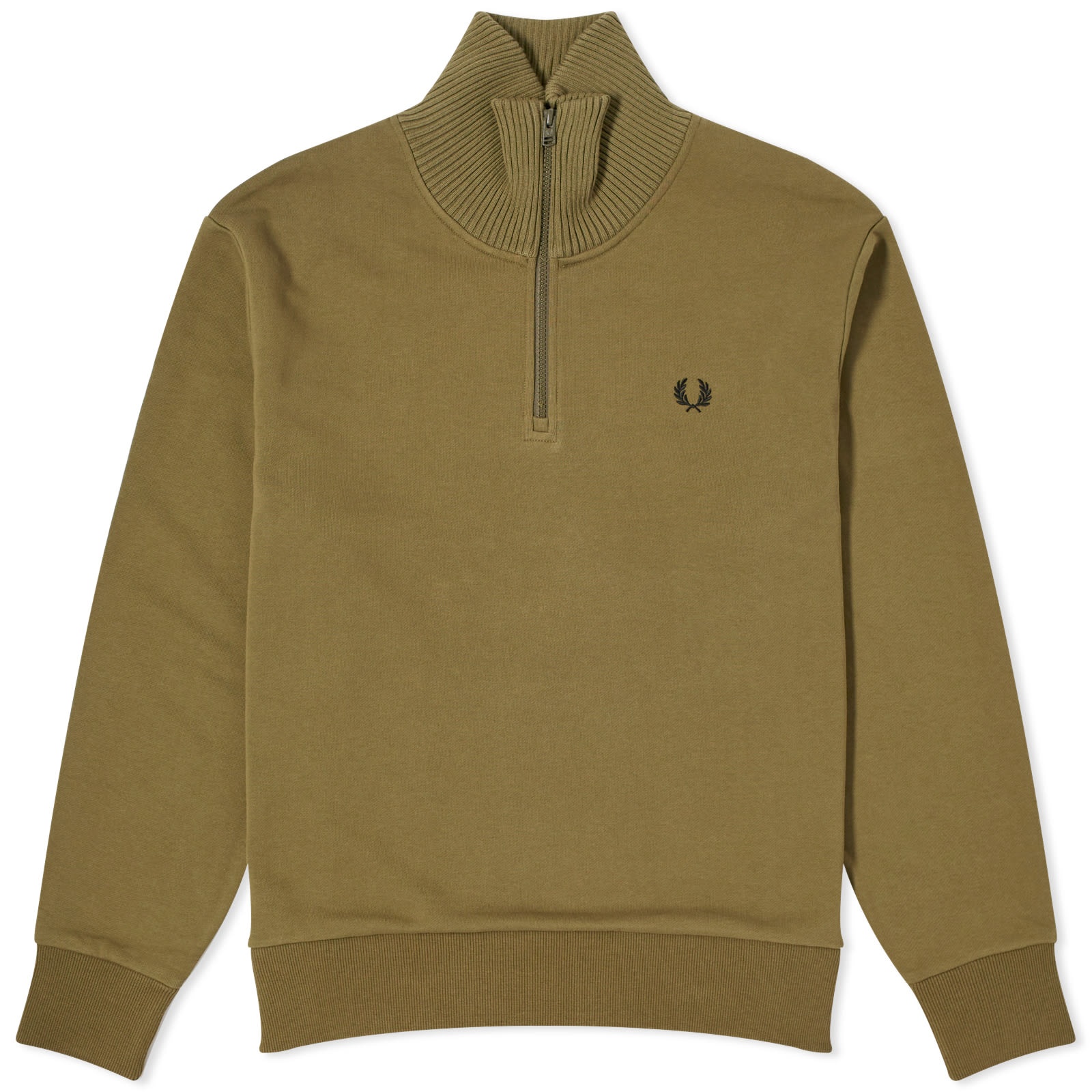 Fred Perry Knitted Trim Zip Neck Sweatshirt - 1