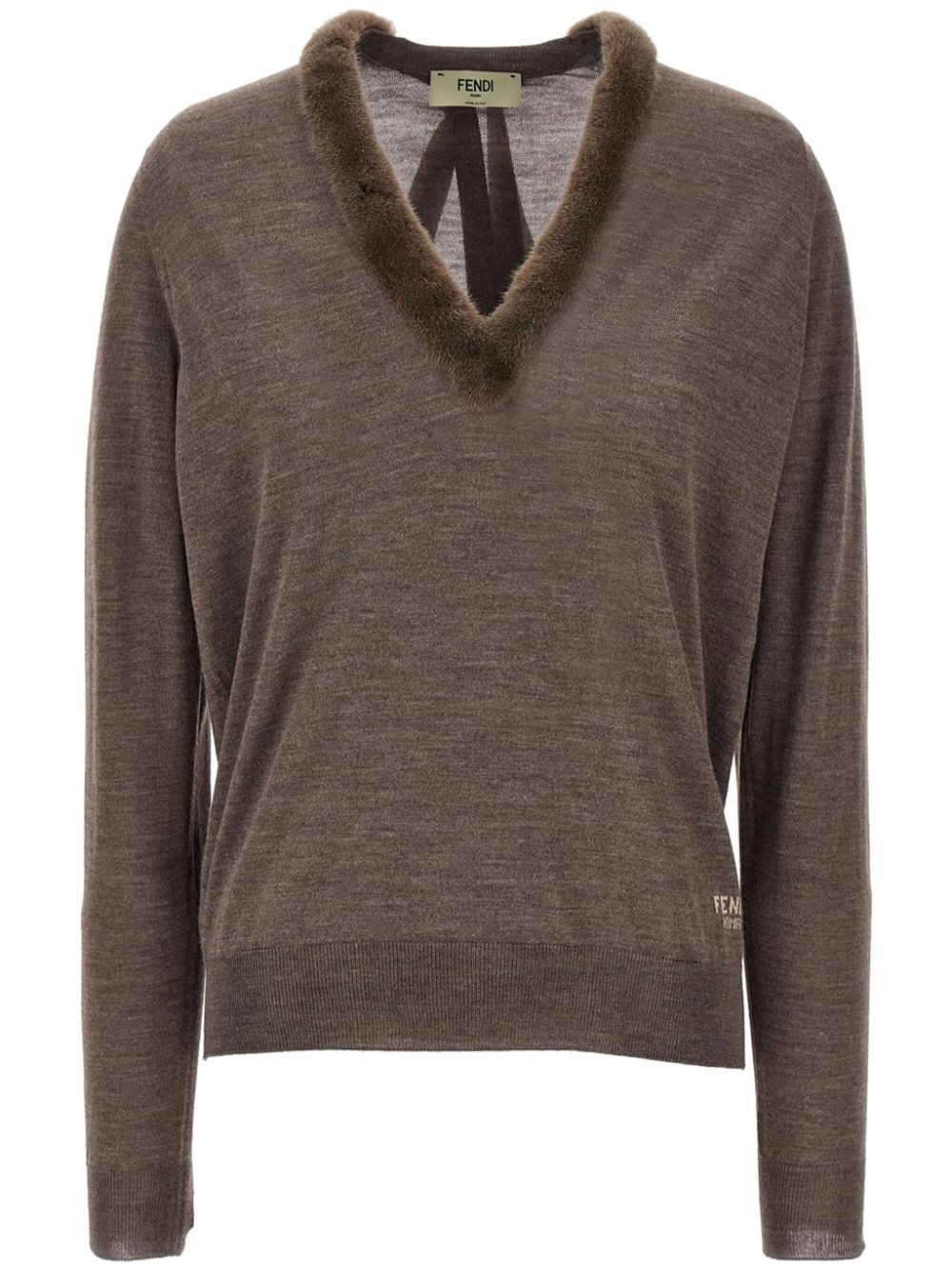 Fendi Women Wool And Silk V-Neck Jumper - 1