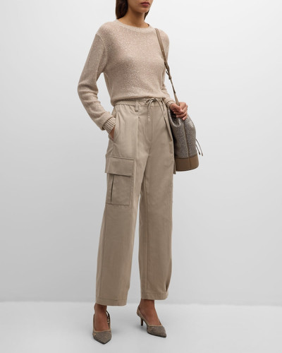 Brunello Cucinelli Lightly Wrinkled Cotton Cargo Pants with Drawstring Waist outlook