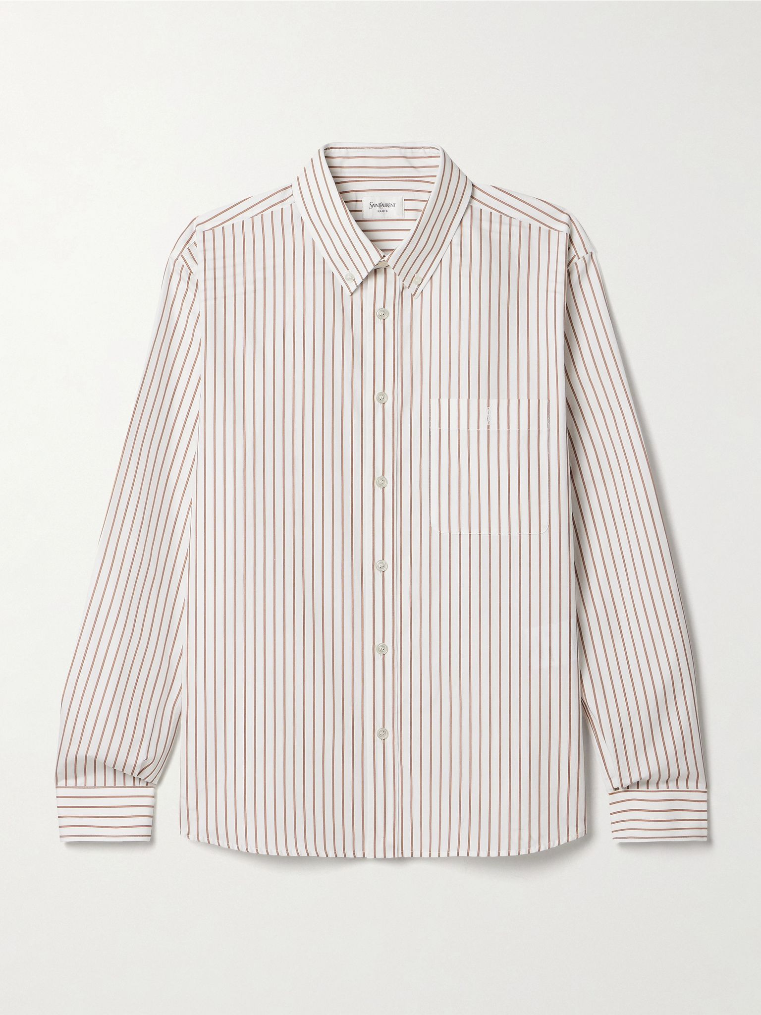 Striped cotton-poplin shirt White - 1