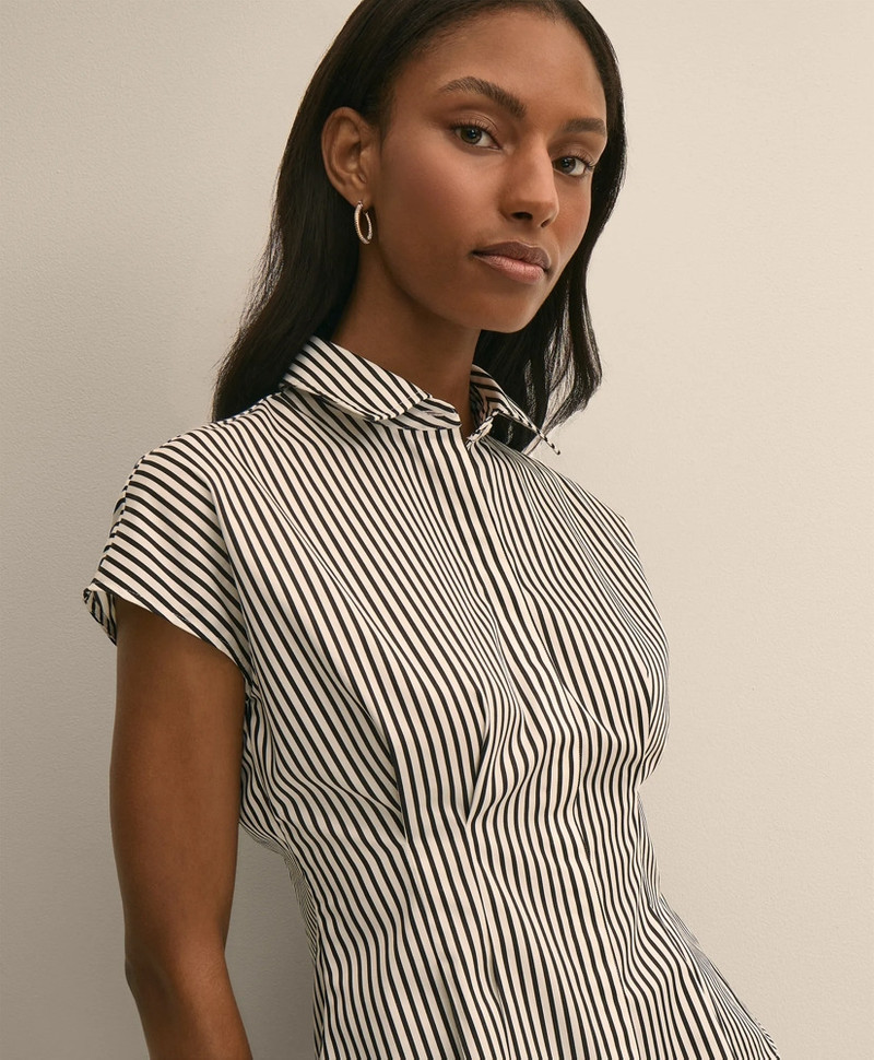 Cotton Sateen Stripe Peplum Shirt 3