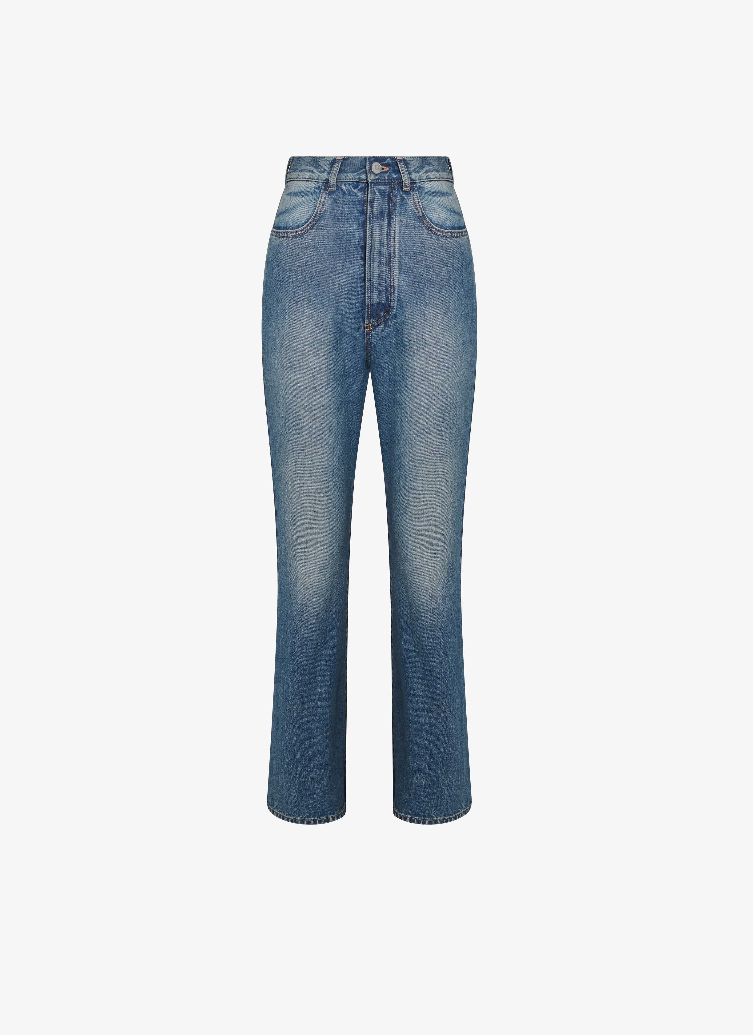 Blue High-rise kick-flare jeans, ALAÏA