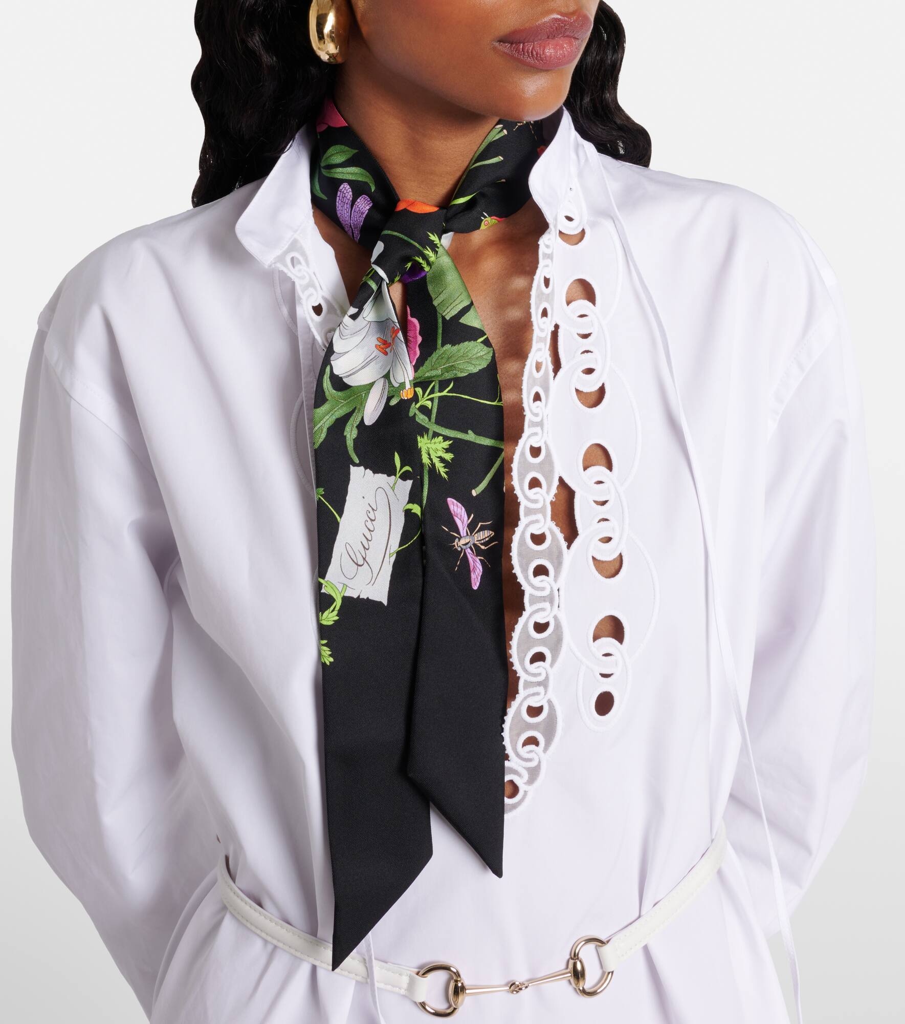 Floral silk twill scarf - 3