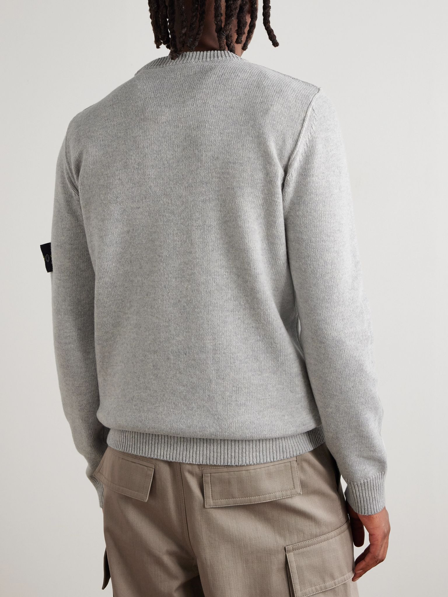 Logo-Appliquéd Wool-Blend Sweater Gray - 4