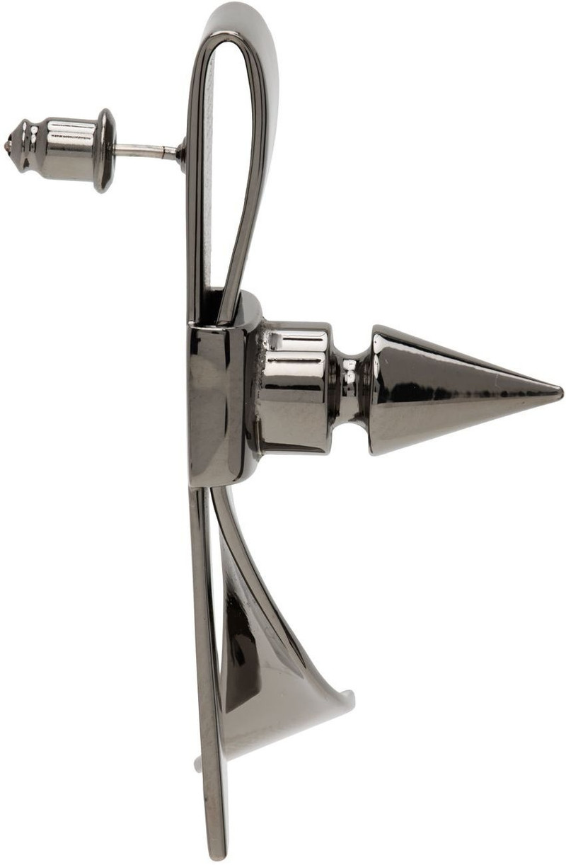 We11done Gunmetal Spike Ribbon Earrings outlook