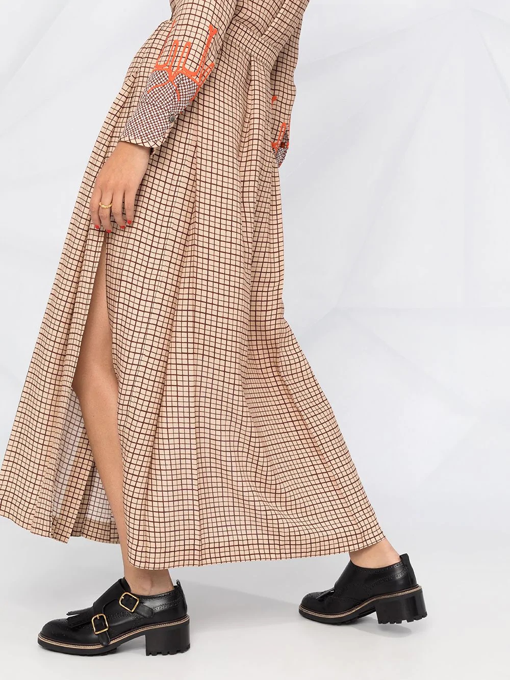 windowpane-print long shirt dress - 3